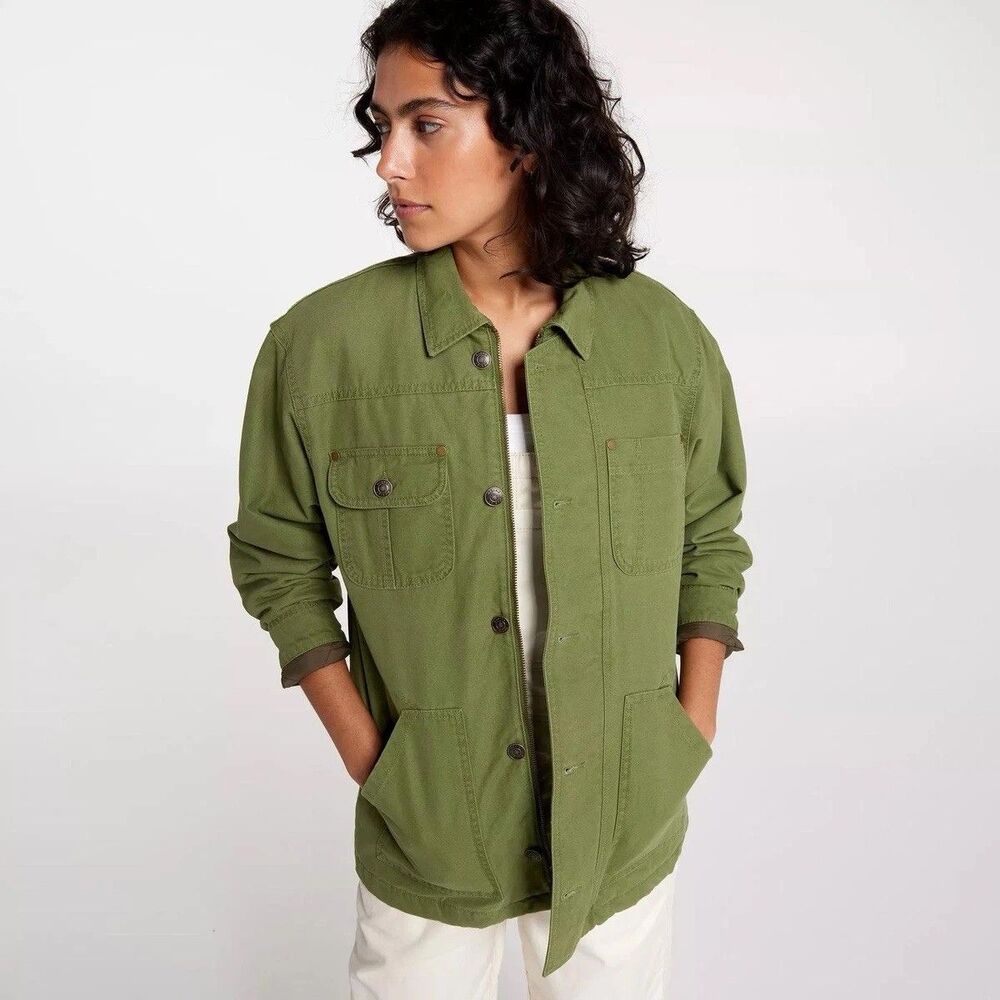 NWT Alpine Design Green Chore Coat Button Quilted Lined Pockets Mid-Length XS